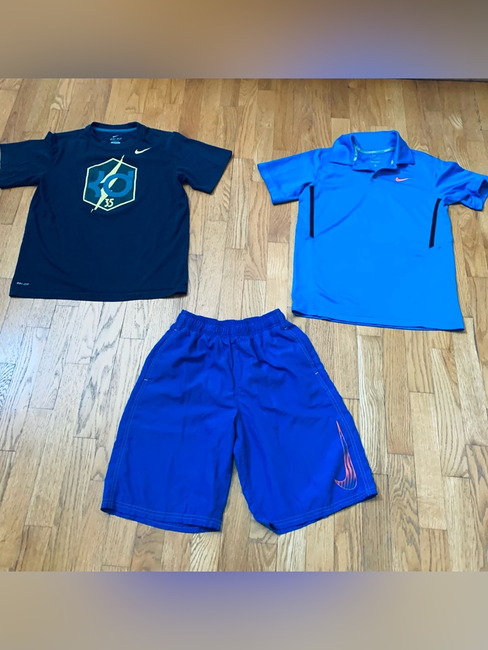 Nike Boys Size L 3-Pc Lot KD T-Shirt Dri-Fit Golf Polo Mesh Athletic Shorts
Set